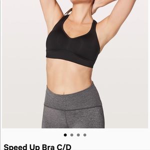 NWT Lululemon Black Speed Up Bra C/D